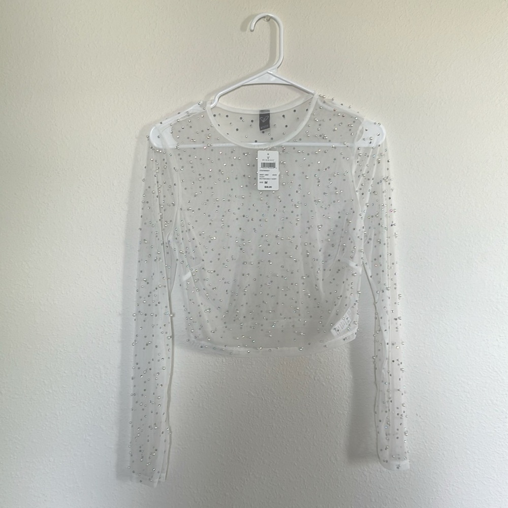 NWT Windsor sheer rhinestone top